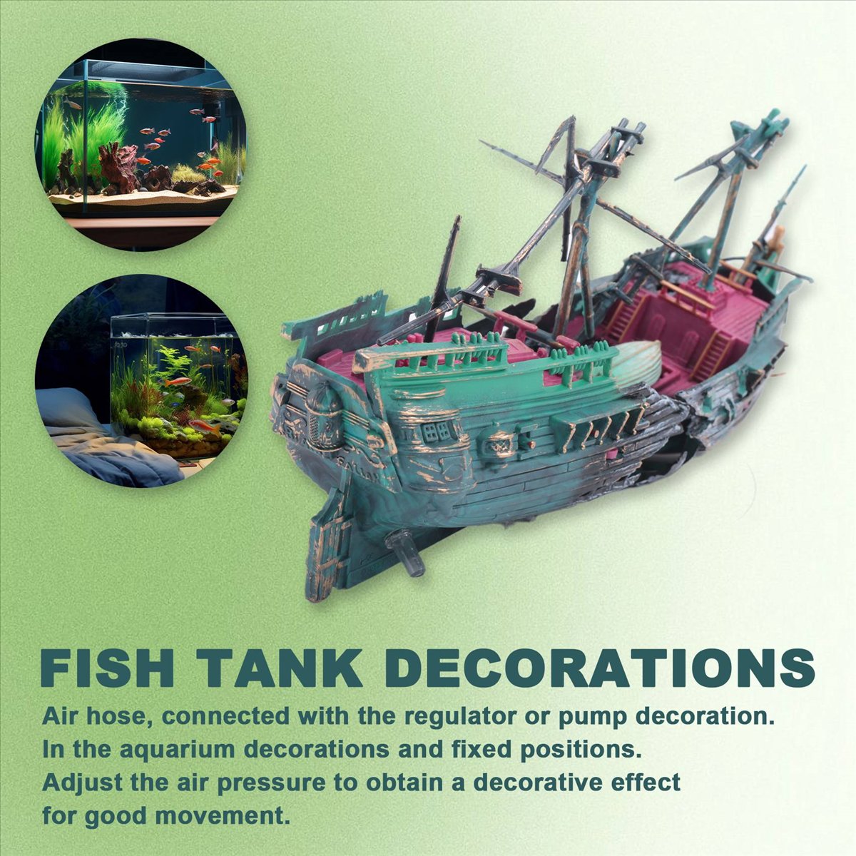 Aquarium Decor - 【ABFS】Büyük Akvaryum Gemisi İskele Dekorasyon Seti,
